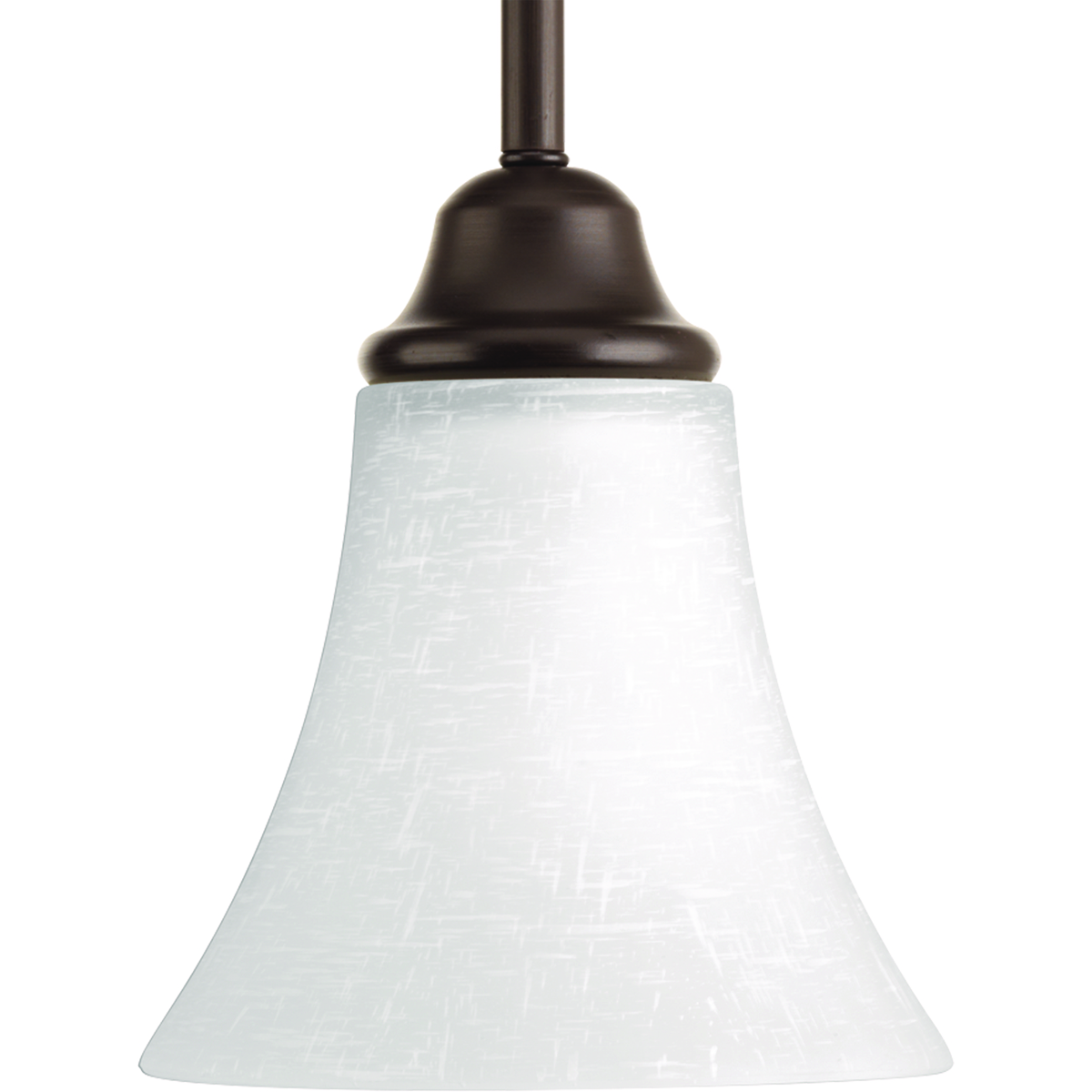 The one-light mini-pendant in the Tally Collection embraces a simplified classic form that is updated with modern inspiration. Angular arms and a beautiful linen-finished glass offer visual interest and enhance relaxed environments. Antique Bronze finish.