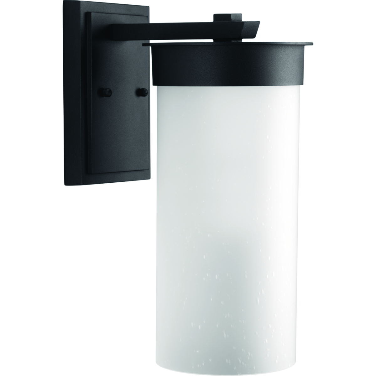 The Hawthorn outdoor lantern collection takes a modern approach to the popular Prairie design style. One-light large cast aluminum lantern in a Black finish with etched seeded glass.