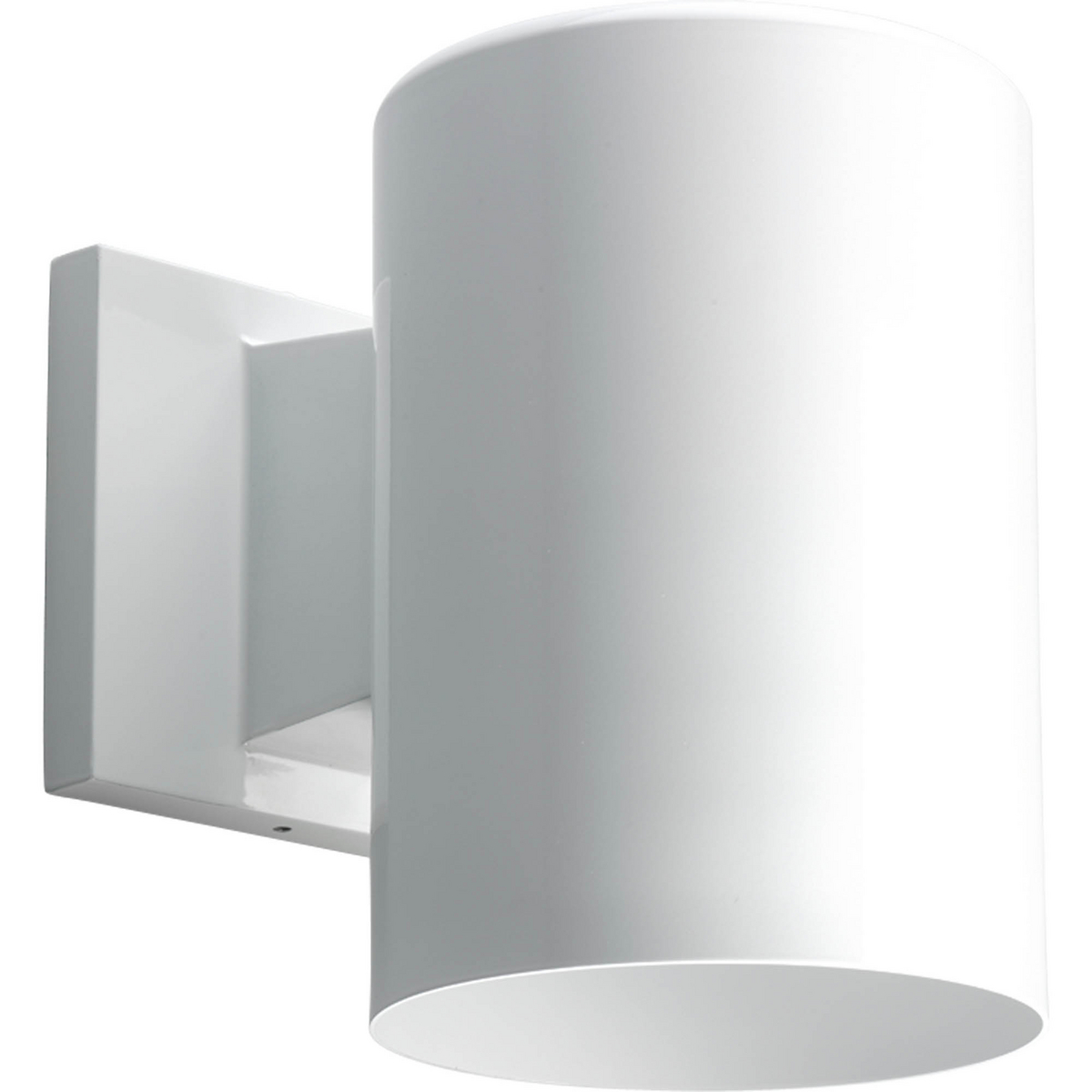 5 in wall cylinder/ outdoor lantern in White. The P5674 Series are ideal for a wide variety of interior and exterior applications including residential and commercial. This modular approach results in an encapsulated luminaire that unites performance, cost and safety benefits.