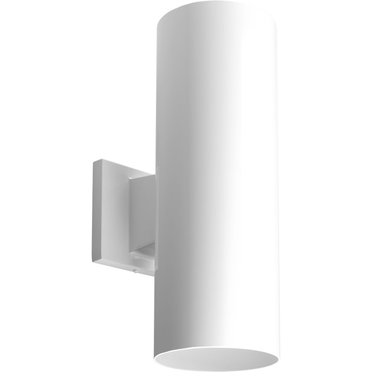 5 in up/down cylinder/outdoor lantern in White. with heavy duty aluminum construction and die cast wall bracket. Powder coated finish. Wet location listed when used with P860045 top cover lens.
