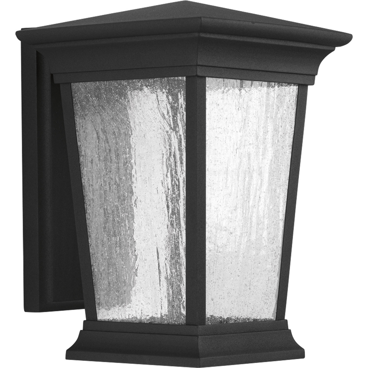 Arrive LED lanterns feature a die-cast aluminum, powder coated frame and heavily textured glass. One-light medium wall lantern. 90+ CRI, 3000K, 623 lumens (source) Energy Star.
