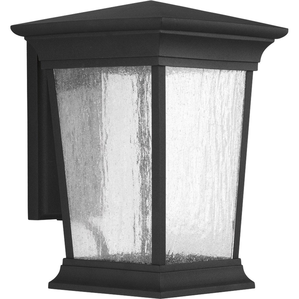 Arrive LED lanterns feature a die-cast aluminum, powder coated frame and heavily textured glass. One-light large wall lantern. 90+ CRI, 3000K, 1,211 lumens 71.2 lumens/watt per module (source). Energy Star.