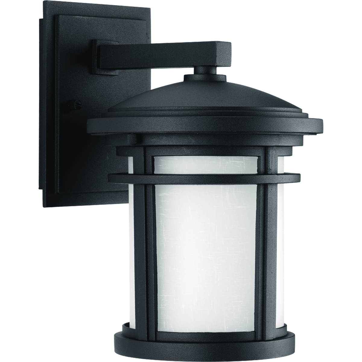 LED wall lantern with etched white linen glass. Includes dark sky shield for full cut-off illumination or remove for a traditional lighting effect. 120V AC replaceable LED module, 623 lumens (source), 3000K color temperature and 90+ CRI.