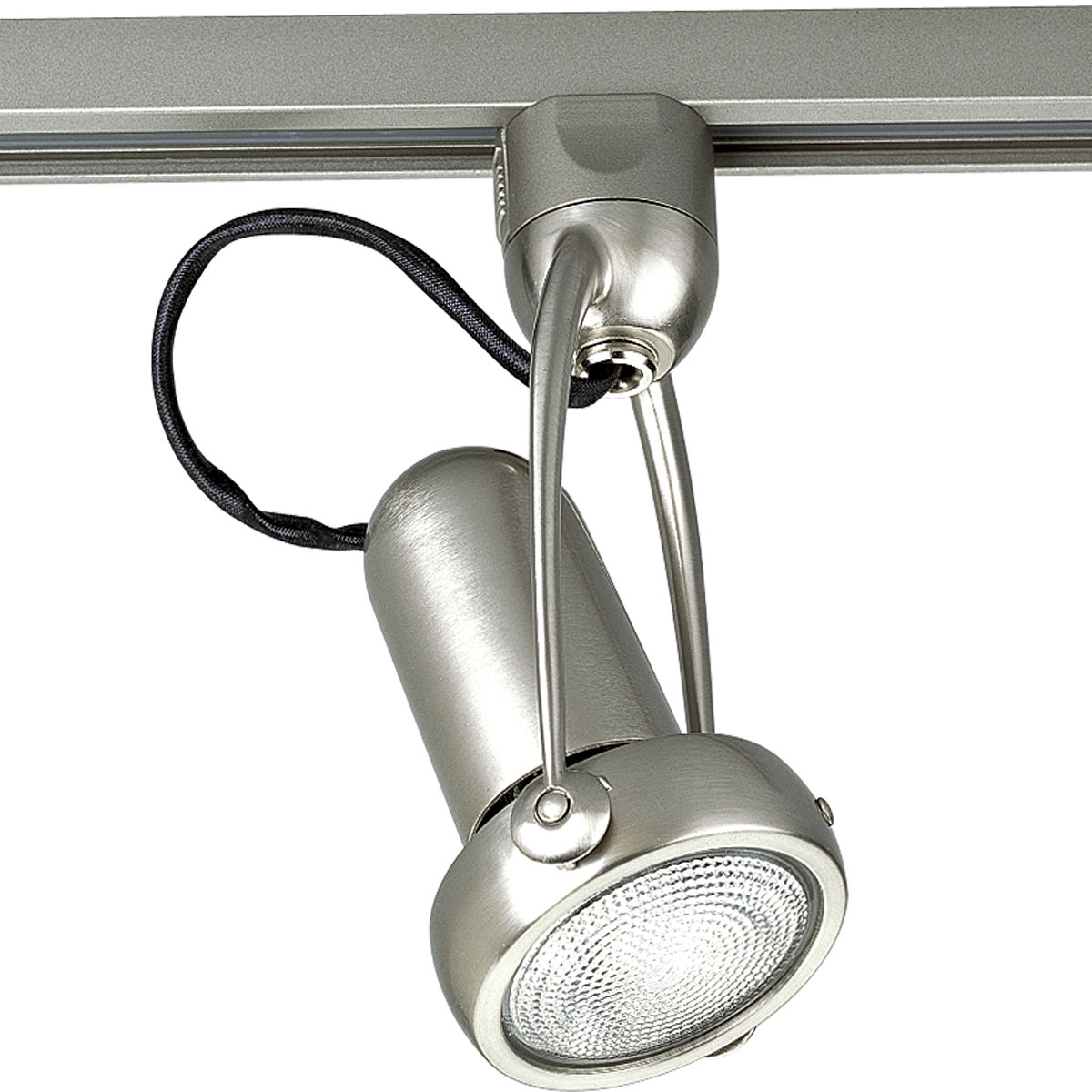 Die-cast gimbal track head in Brushed Nickel. 3-5/8 in diameter track head for use with Alpha Trak. Heads can be easily repositioned on the track to provide lighting in different areas of the room. Uses one PAR 20.