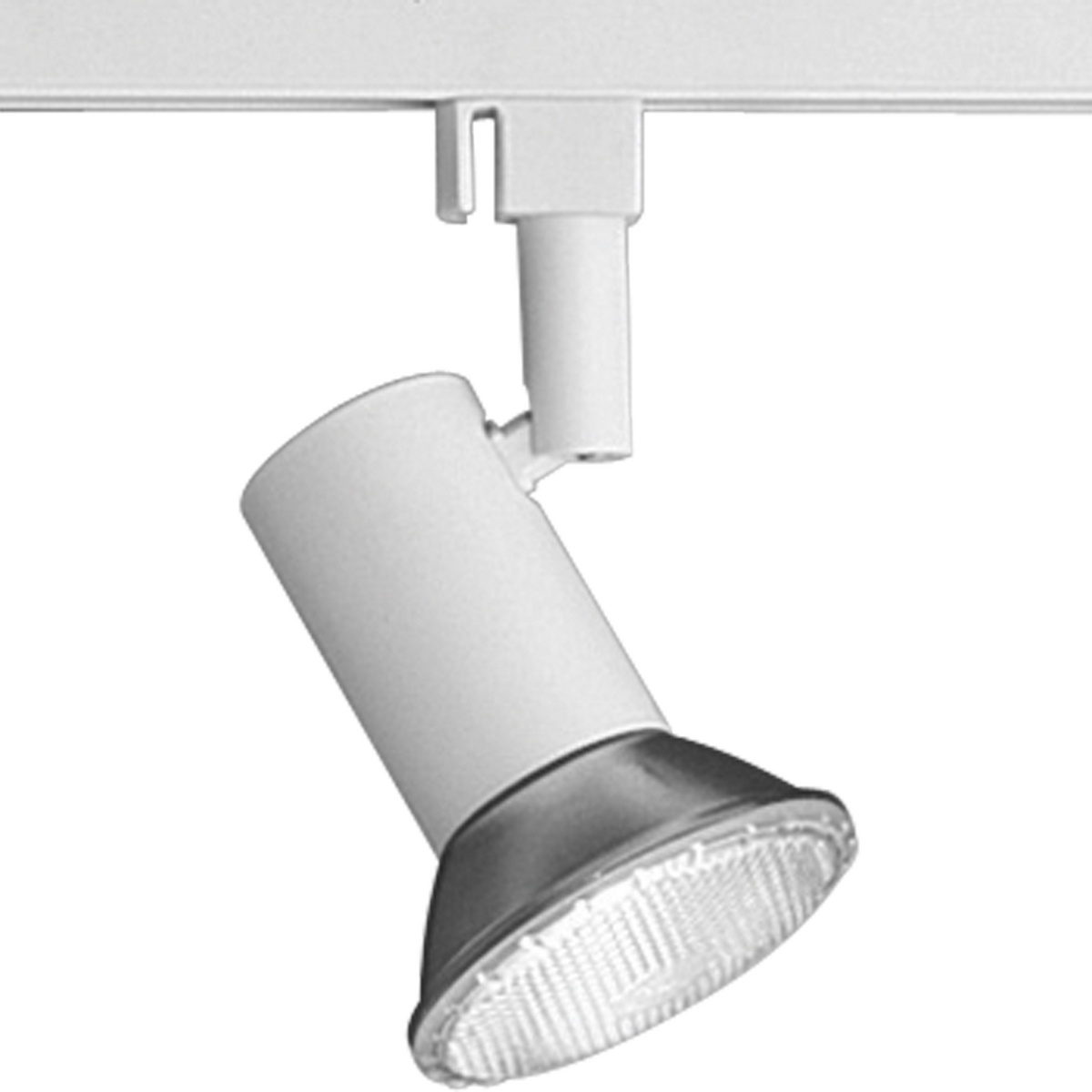 Simple design of this Alpha Trak head provides minimal obtrusion into the visual space. Lampholder rotates 360 horizontally and 90 degree vertically. Heads can be easily repositioned on the track to provide lighting in different areas of the room. Universal track head accepts any medium base PAR, BR, or R lamp except PAR30 short neck. White finish.