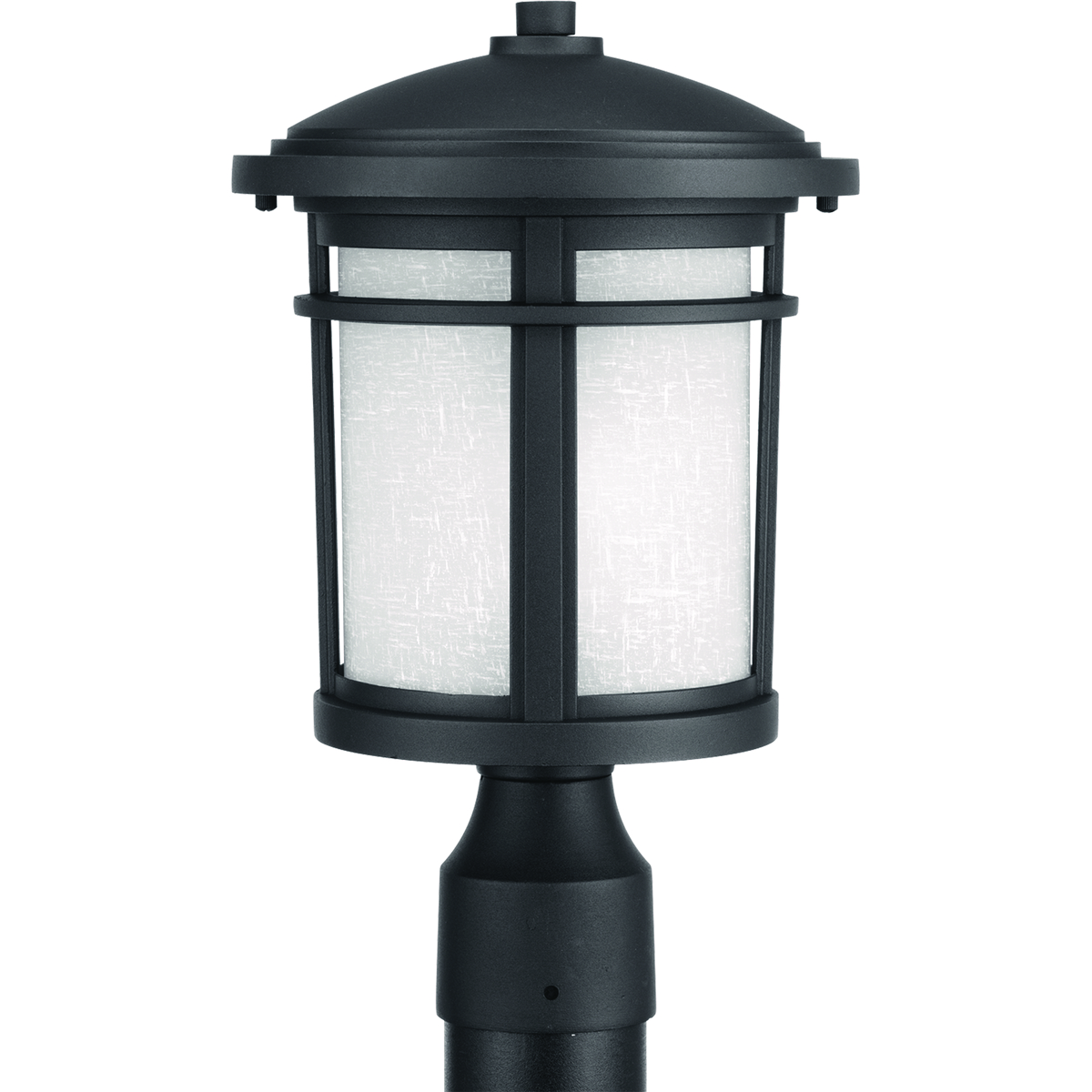 Illuminate your home with this remarkable bronze finished post. Post lantern with etched white linen glass.