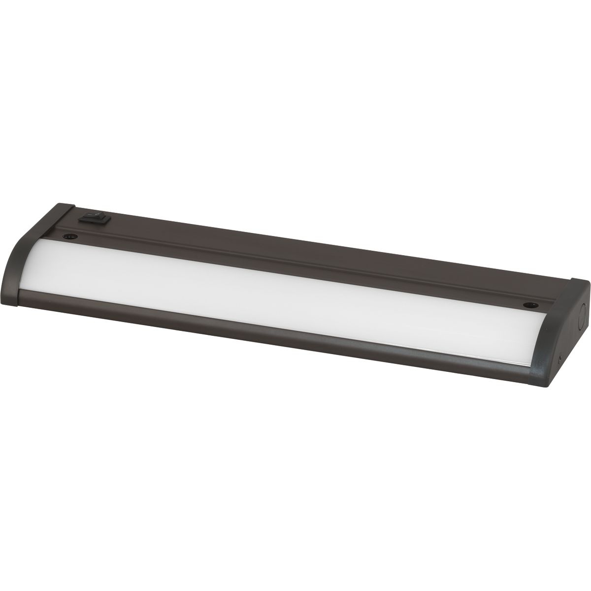 The HIDE-A-LITE V 11-1/2 in  linear undercabinet fixture provides the ideal solution for residential and light commercial applications. Extruded aluminum construction featuring a lens design to optimizes light distribution to ensure proper illumination. The HIDE-A-LITE V series utilizes a simple mounting method, and direct wiring, for a hassle free installation. Energy efficient and functional lighting, which can be dimmed down to 10 percent with many Forward Phase Triac and Electronic Low Voltage ELV dimmers. 12 in linear undercabinet fixture. Antique Bronze powder coat finish.