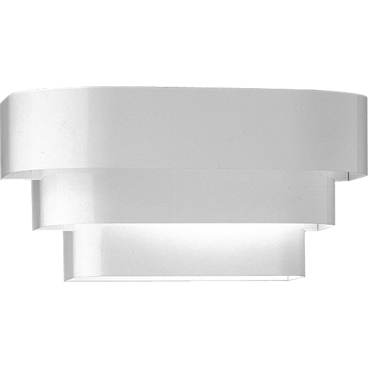 One-light tri-band louver wall sconce with a metal shade in a White finish. Fixture provides illumination from top, bottom and between louvers.