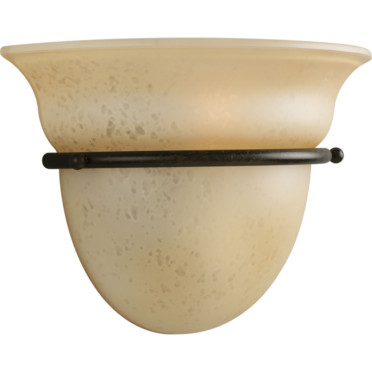 One-light wall sconce with tea stained oversized, bell-shaped glass bowl. Forged Bronze finish.