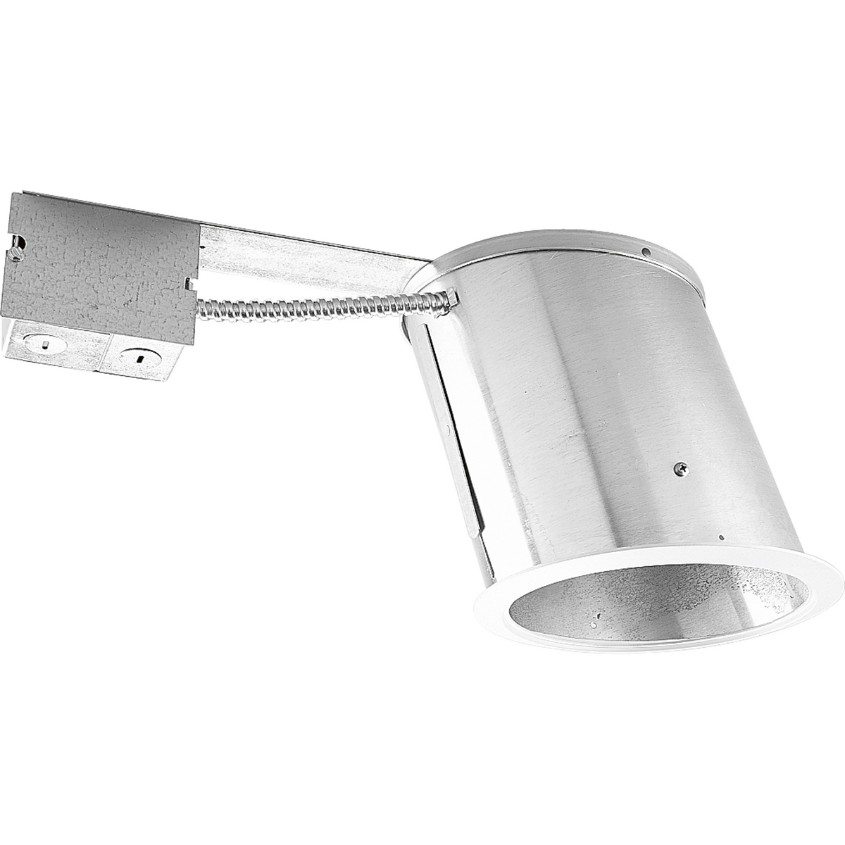 6 in Slope Remodel Housing Incandescent that features one housing that adjusts lamp from 9 to 45 degrees. One trim style for all ceiling angles and integral white cast trim flange ring provides for secure installation.