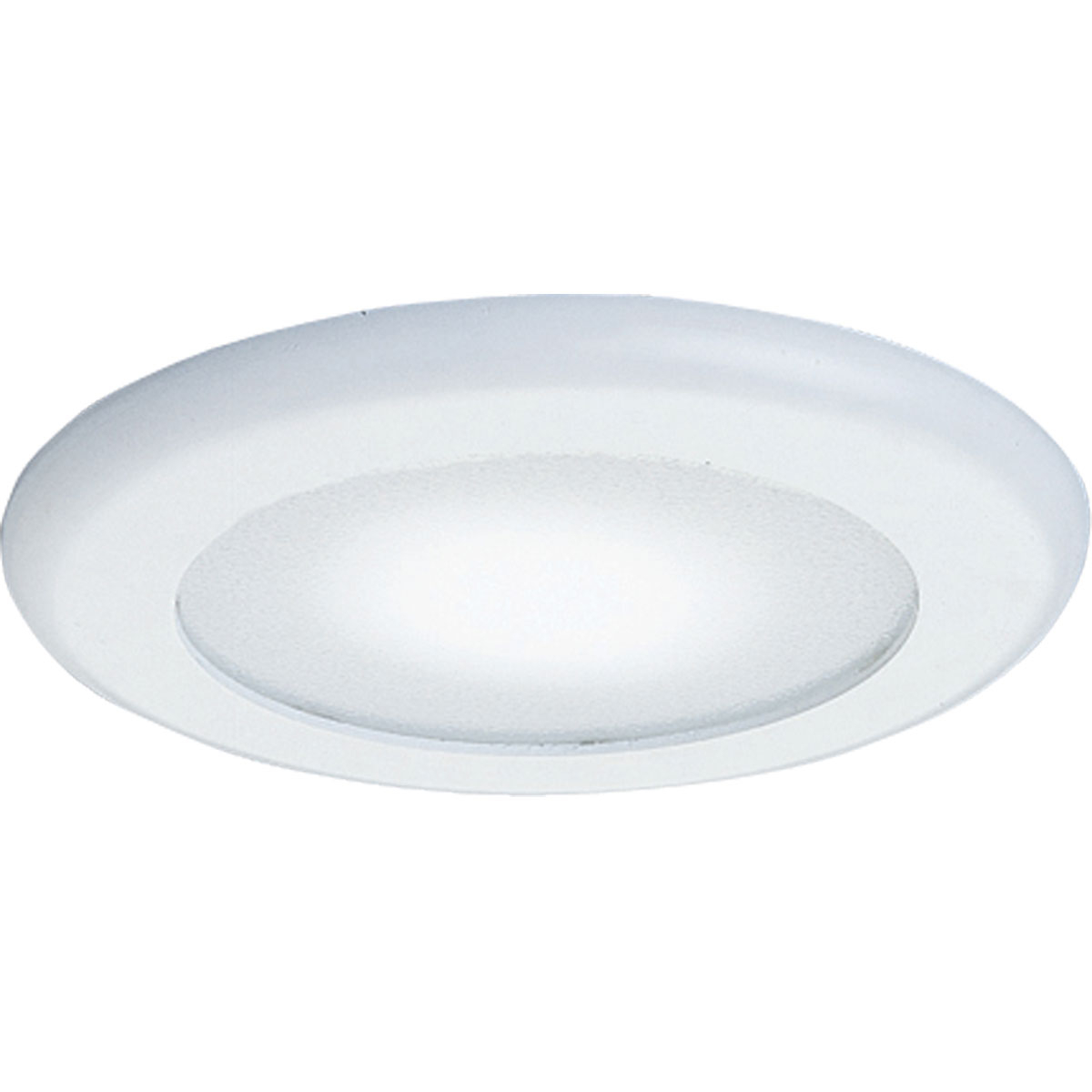6 in Flat Albalite Trim with Reflector in a bright white finish with white glass and non-metallic flange. Wet location listed.