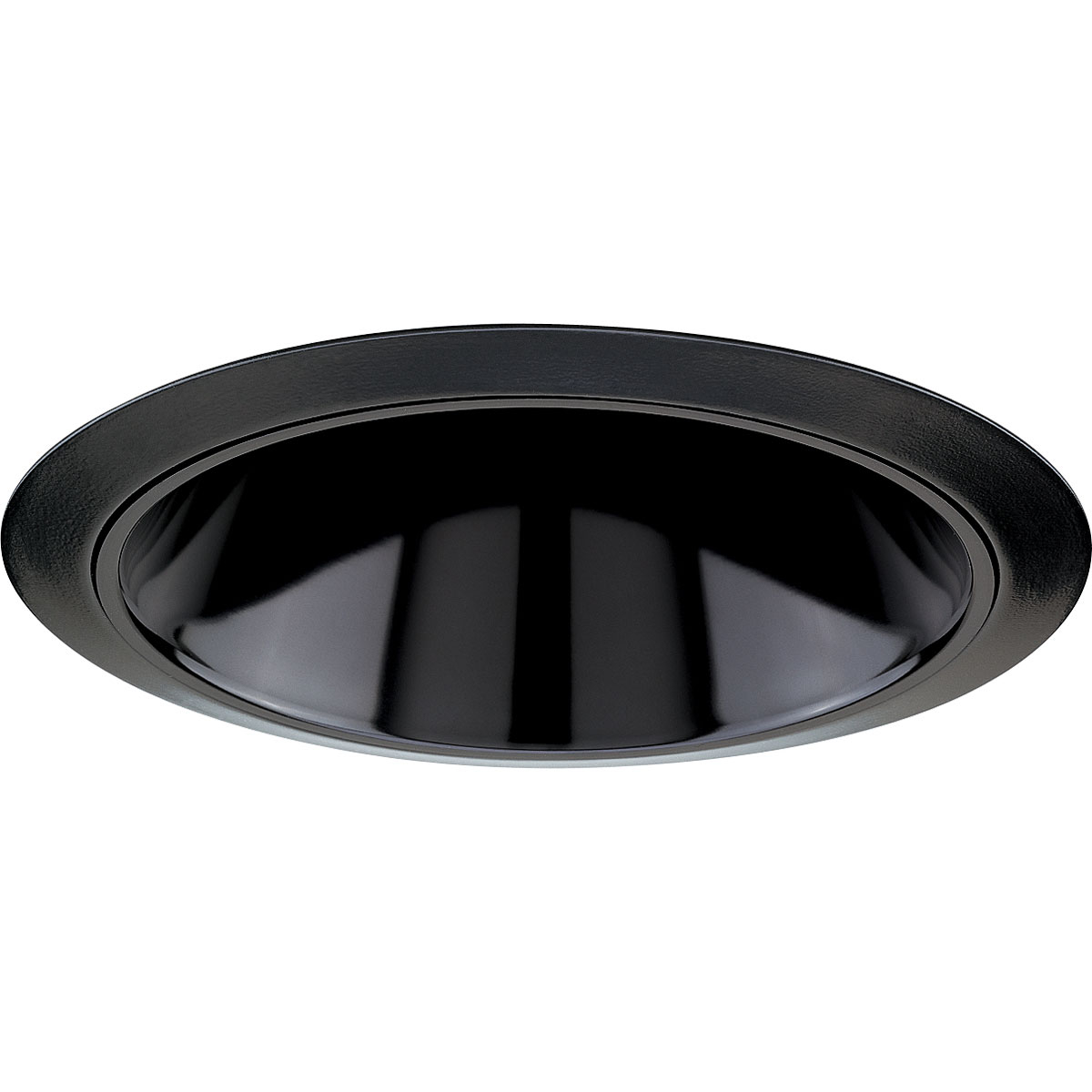 Black Alzak Cone recessed trim for use with insulated ceilings. 7-3/4 in outside diameter. Black color is ideal for home theaters or dark ceiling and walled rooms.