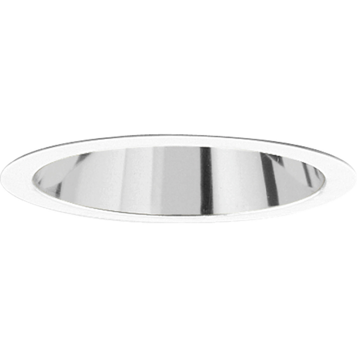 Clear Alzak Cone recessed trim for use with insulated ceilings. 7-3/4 in outside diameter.