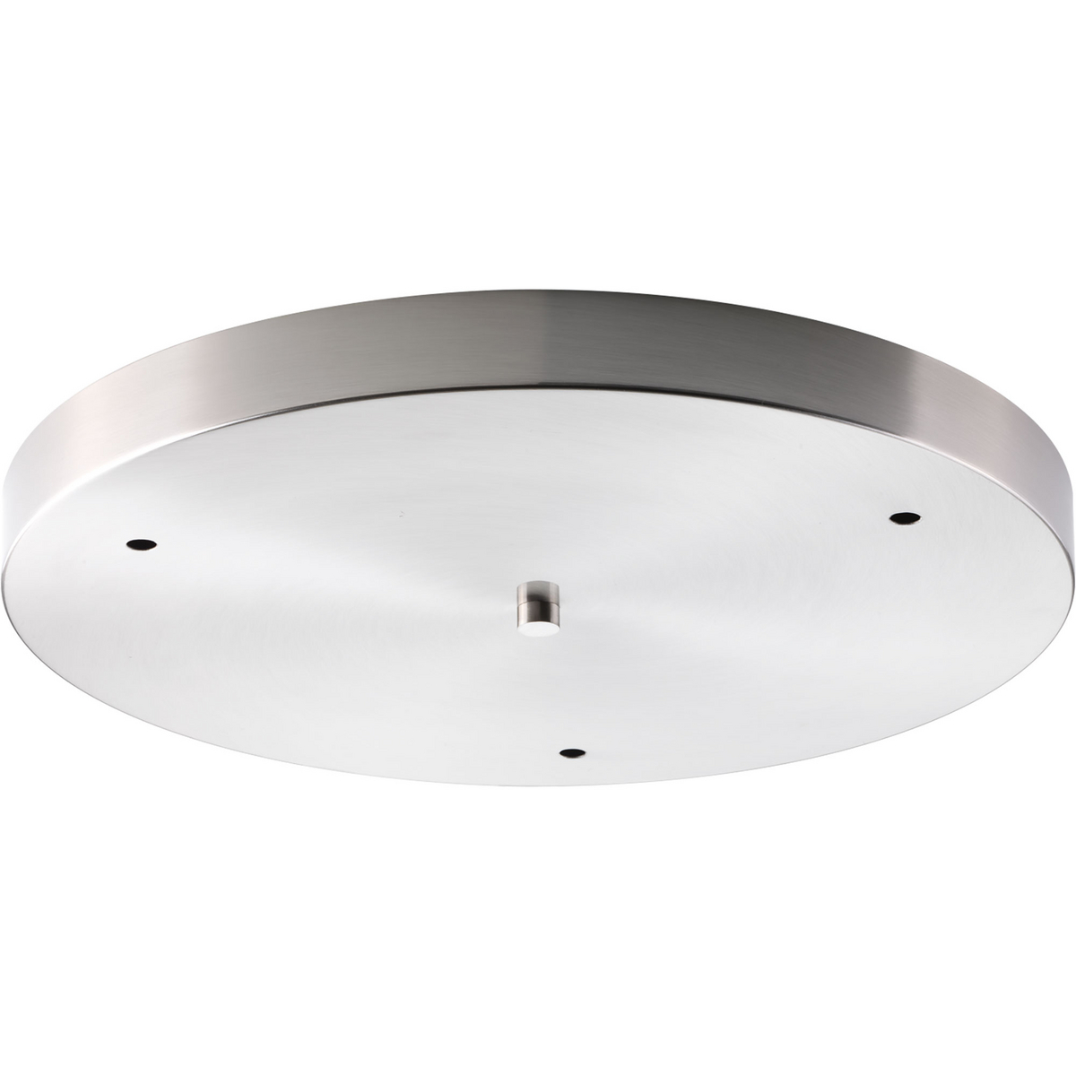 This round pendant accessory allows for the hanging of up to 3 pendants off of one outlet box. Pendants can be mounted staggered or in line. The maximum pendant width for three pendants is 9 inch each. Brushed Nickel finish.