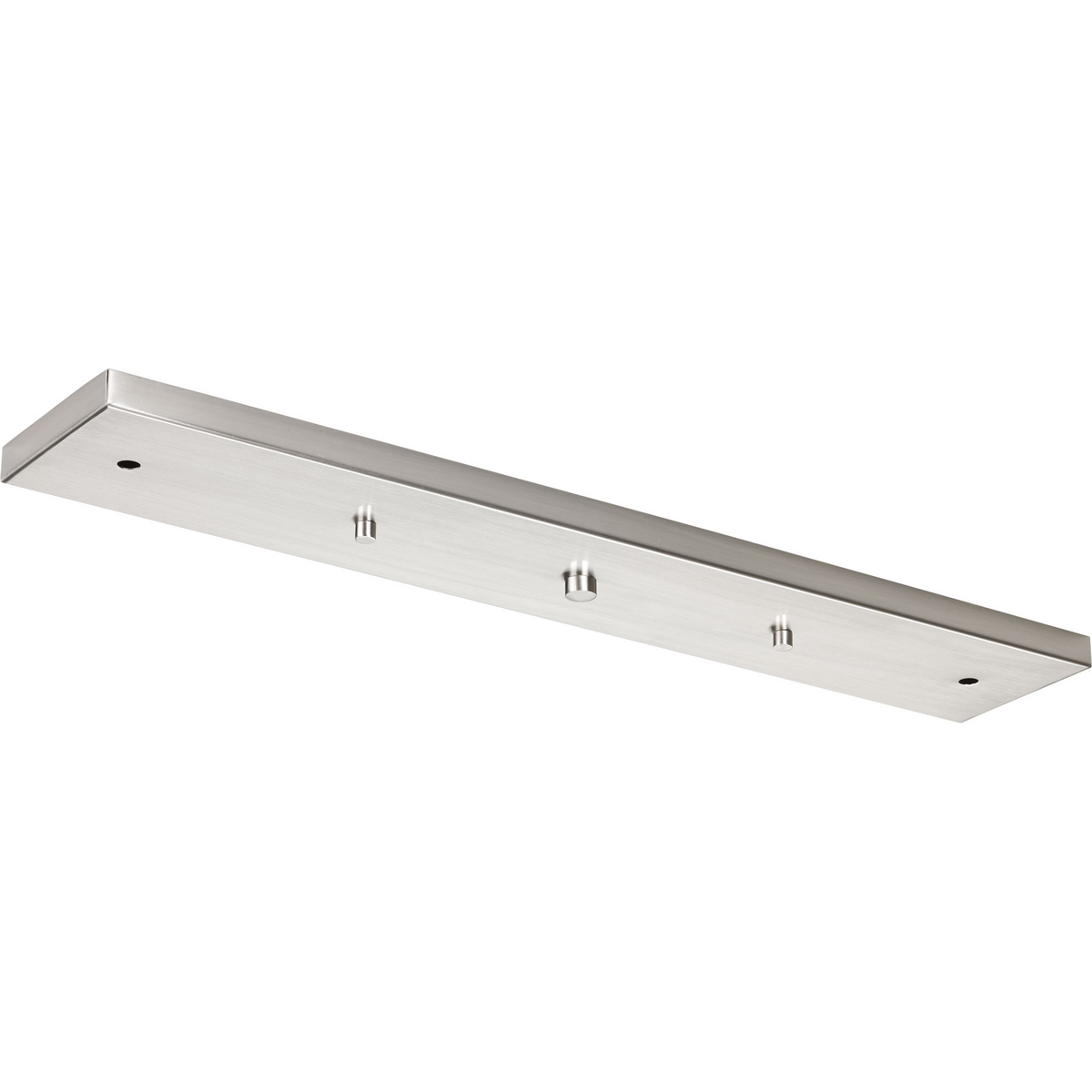 This linear pendant accessory allows for the hanging of 2 or 3 pendants off of one outlet box. Pendants can be mounted staggered or in line. The maximum pendant width for three pendants is 9 inch each. The maximum pendant width for two pendants is 18 inch each. Brushed Nickel finish.