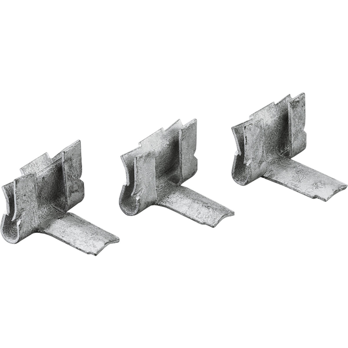 Three plaster frame clips for finished ceilings.