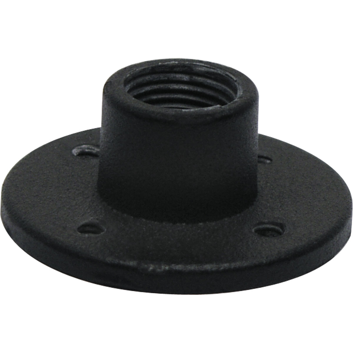 Miniature pedestal mount. Powder-coat painted cast metal. Flanged base for surface mounting on masonry or wood. Ideal for decks, pedestals and atop walls. 1/2 in NPS thread.