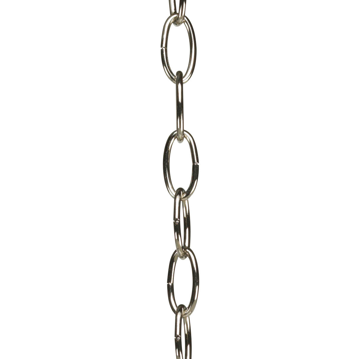 Ten feet of 9 gauge chain in Polished Nickel finish. Solid chain permits installation of chain-hung fixtures on high ceilings. Maximum fixture weight 50 lbs.
