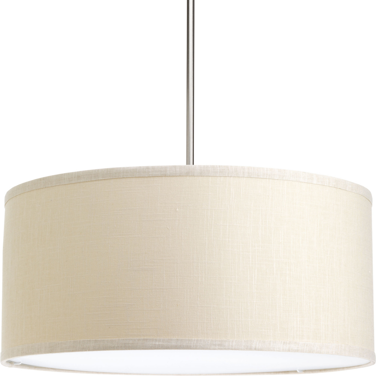 The Markor Series is a modular pendant system. The versatile series allow the choice of shades and stem kits. This 22 in shade with khaki fabric is inspired by mid-century design. Acrylic bottom diffuser. This shade can be used with a variety of stem kits from 1 to 3 light in CFL, LED and incandescent light sources.