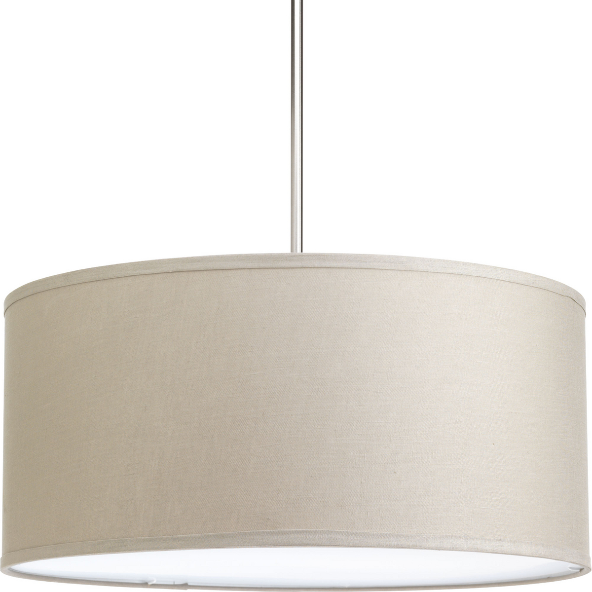 The Markor Series is a modular pendant system. The versatile series allow the choice of shades and stem kits. This 22 in shade with harvest linen fabric is inspired by mid-century design. Acrylic bottom diffuser. This shade can be used with a variety of stem kits from 1 to 3 light in CFL, LED and incandescent light sources.