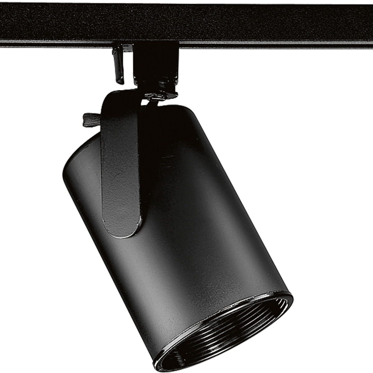 Black Flat Back Alpha Trak track head with 360 degree horizontal rotation and 90 degree vertical rotation and black baffle. Heads can be easily repositioned on the track to provide lighting in different areas of the room. Excellent for both residential and retail locations. Universal track head accepts medium base PAR 20, R 20 or PAR 16, bulb.