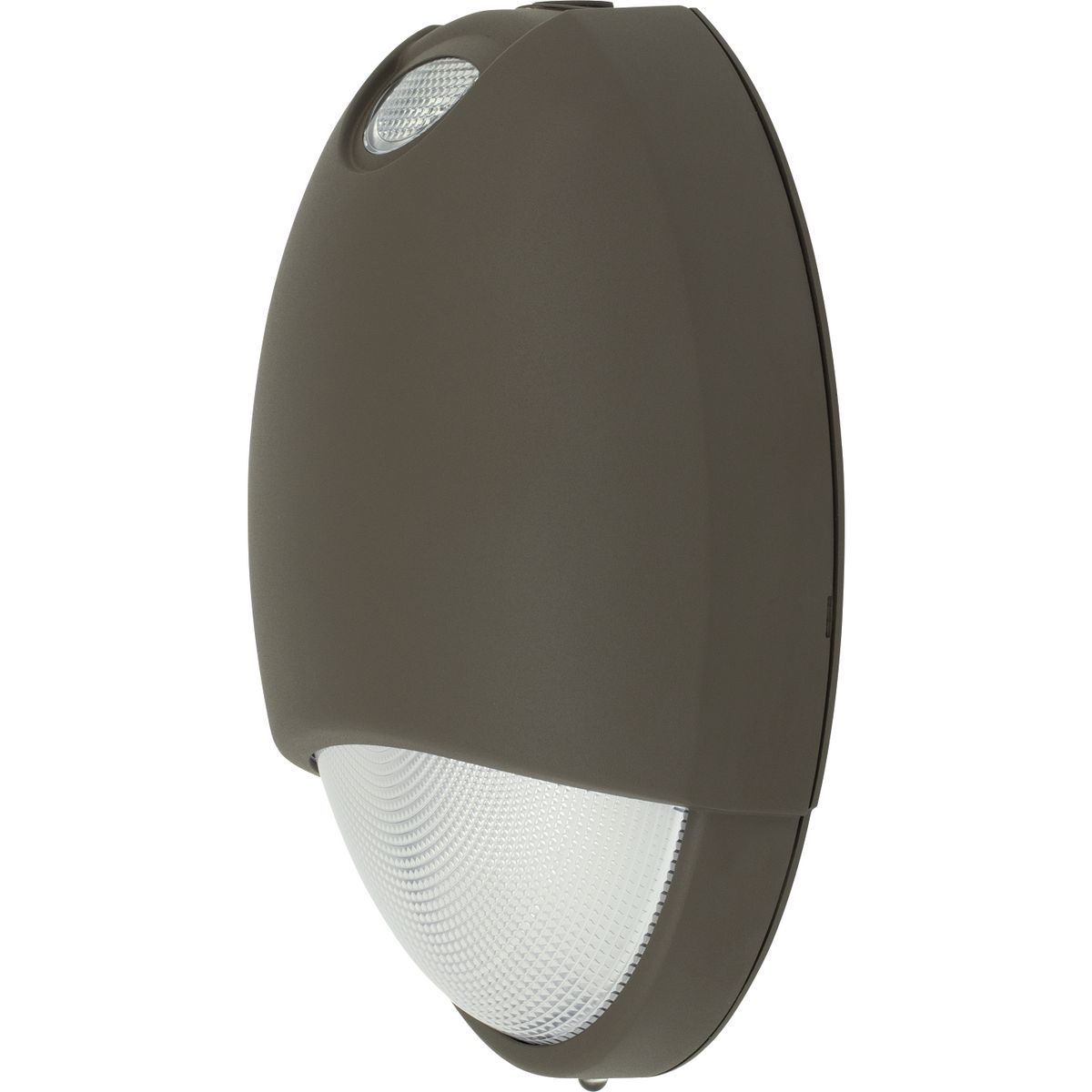 The PEOEU Series offers LED performance in  innormally on in AC and emergency lighting modes. The unit has a prismatic polycarbonate refractor with a durable die-cast aluminum housing with a durable dark bronze powder coated finish. The housing is fully sealed and gasketed. It is designed for wall mounting with a universal K/O pattern in the back-plate for installation to most standard size junction boxes. Illumination is provided by 2 high power LEDs driven at 3 watts each. The PEOEU Series can be applied in areas that are susceptible to rain and severe moisture, such as parking decks and outdoor commercial applications.