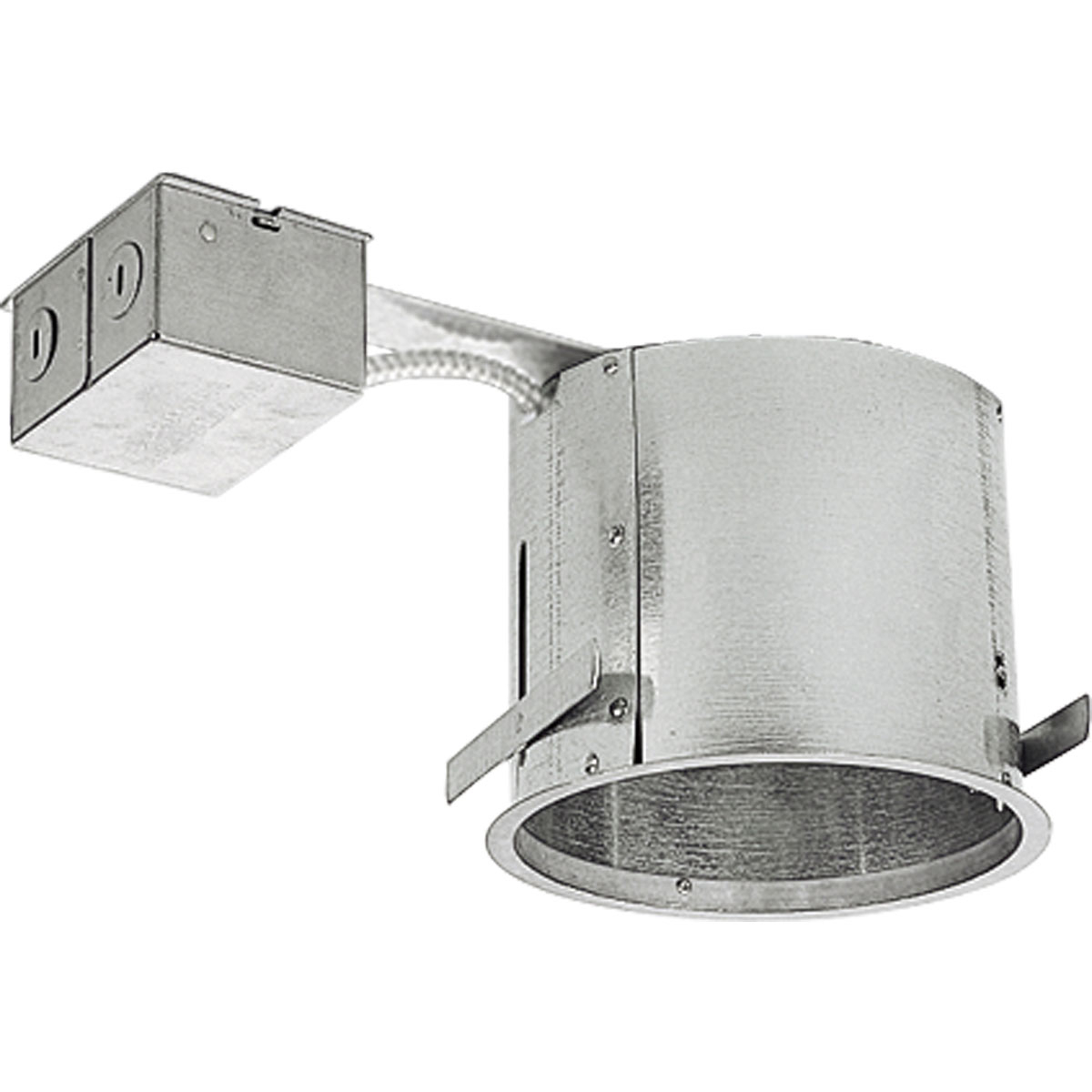 For use in existing ceilings. Integral flange on housing and exclusive locking bars permit quick mounting in ceilings from 1/2 in to 1 in thick. UL and CUL listed for damp locations.
