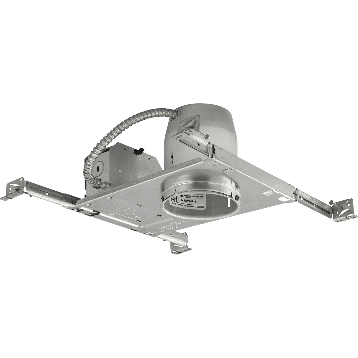 For new construction or remodel work. UL and CUL listed for damp locations. Junction box has integral non-metallic wire clamps, snap-out sides, and 1/2 in & 3/4 inpryouts.