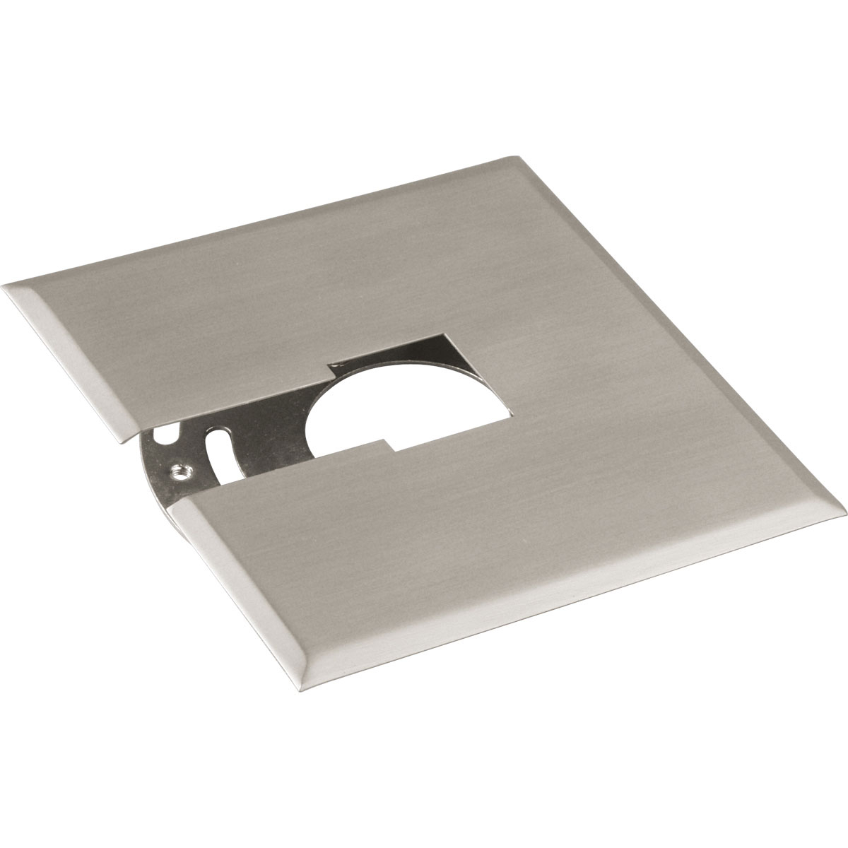Canopy Kit Flush Mount. Mounting plate can be used anywhere along track. Slips between ceiling and track. Brushed Nickel finish.