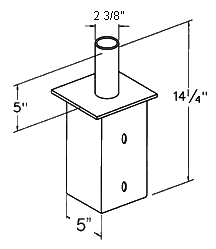 Pole Adaptor For 2 3/8 Tenon To 6 Inch square Pole