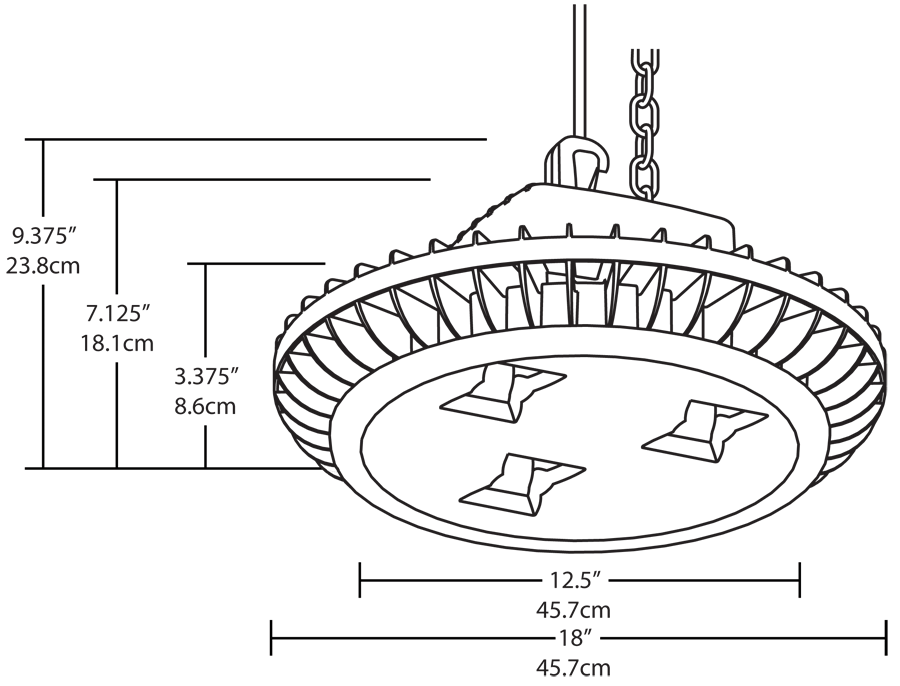 Highbay AISLED 78W, 5000k, LED 3X26W,with Hook & Cord, White