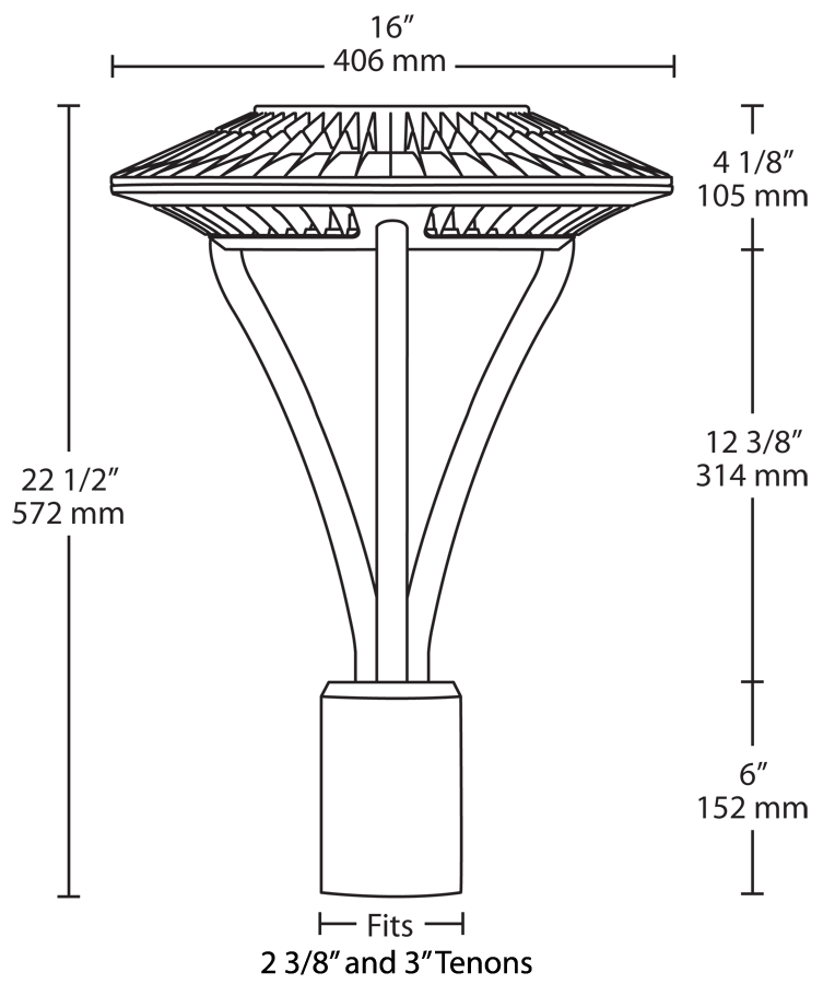 Area Light Post Top 52W, 3000k, LED Type V, Clear Lens, Bronze