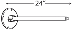 Straight Arm 24 Inch With Round Wallplate & 1/2 Inch Nps Threads