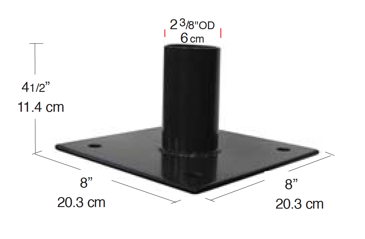 Bracket Ground Surface Mount 2 3/8 Inch Tenon For Slipfitters