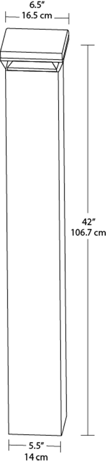 LED Square Bollard 42 Inch 18W, 5000k, White