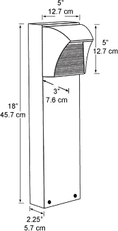 LED Bollard 18 Inch 5W, 5000k with Square SLED, Bronze