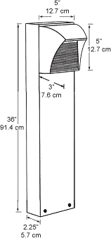 LED Bollard 36 Inch 5W, 5000k with Square SLED, White