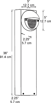 LED Bollard 36 Inch 5W, 4000k with Round SLED, White