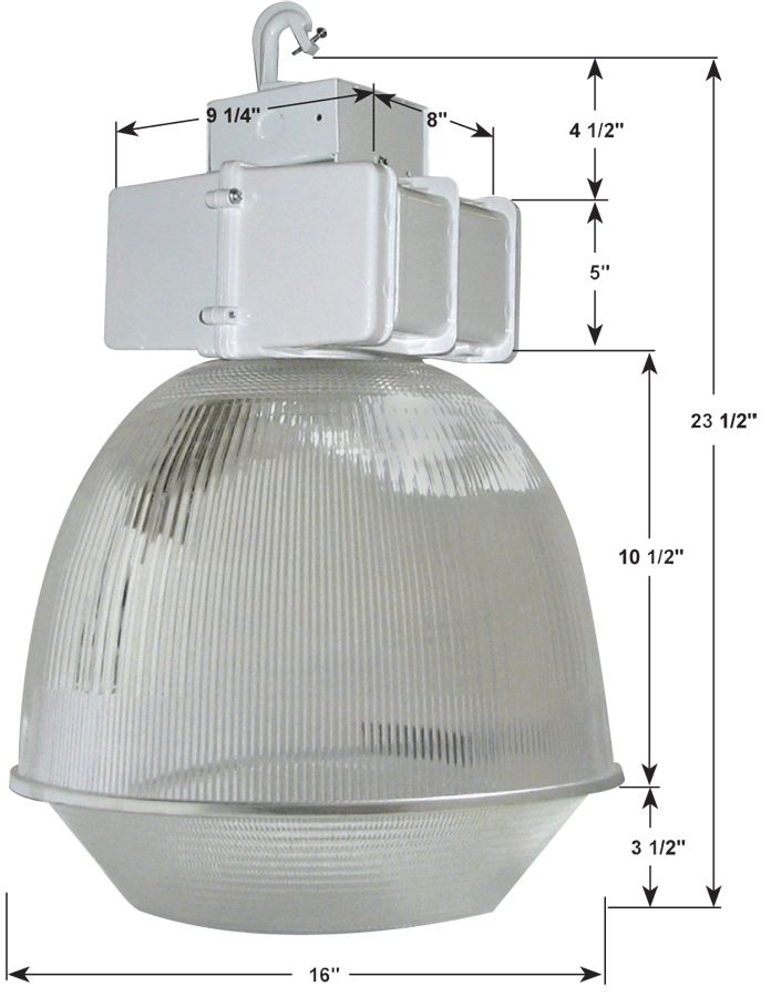 Low,Bay 250W,Mh Psqt 16 Inch Pris Acrylic Refractor with Drop Lens