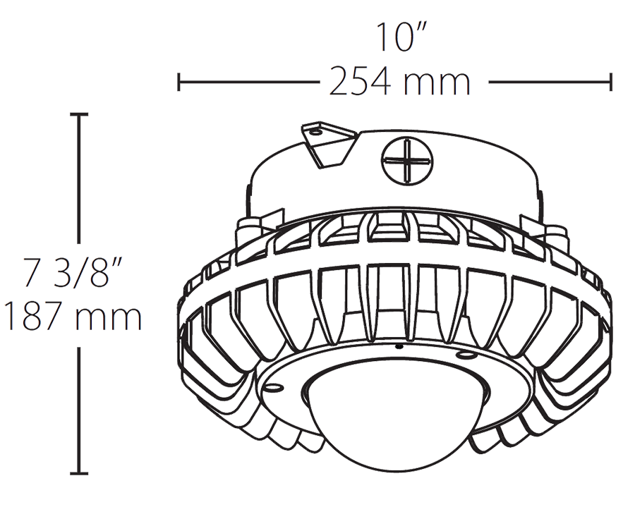 Hazardous, . LED 42W, 5000k, LED Ceiling with, Clear Globe Gray