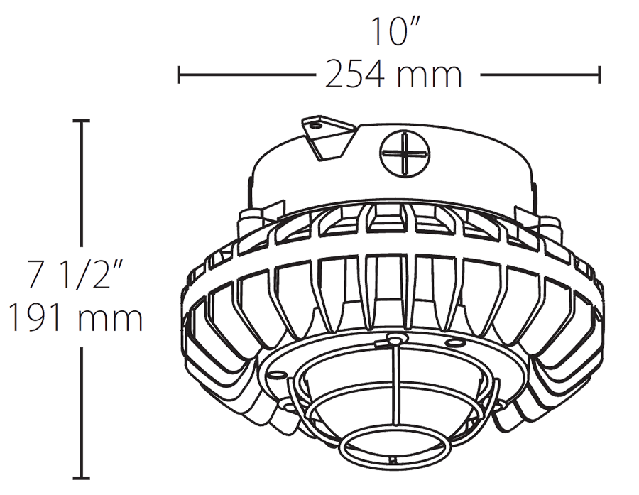 Hazardous, . LED 26W, 5000k, LED Ceiling, Clear Flat Lens Wire Gd Gray
