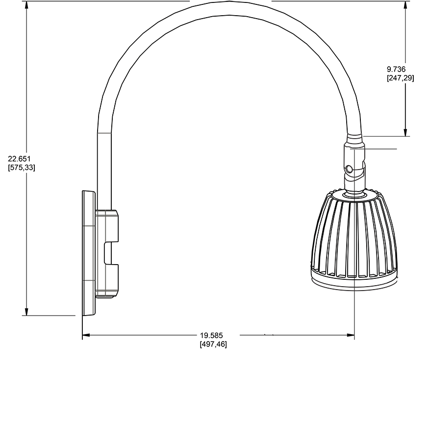 Gooseneck Style4 13W, 3000k, LED No Shade, White