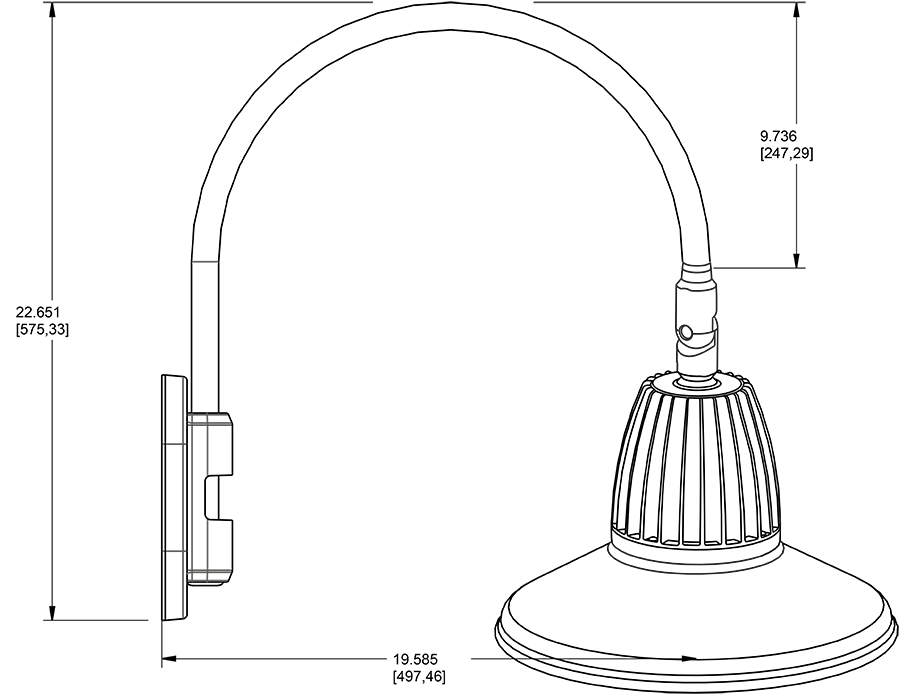 Gooseneck Style4 26W, 3000k, LED 15 Inch St Shade Spot reflector, White