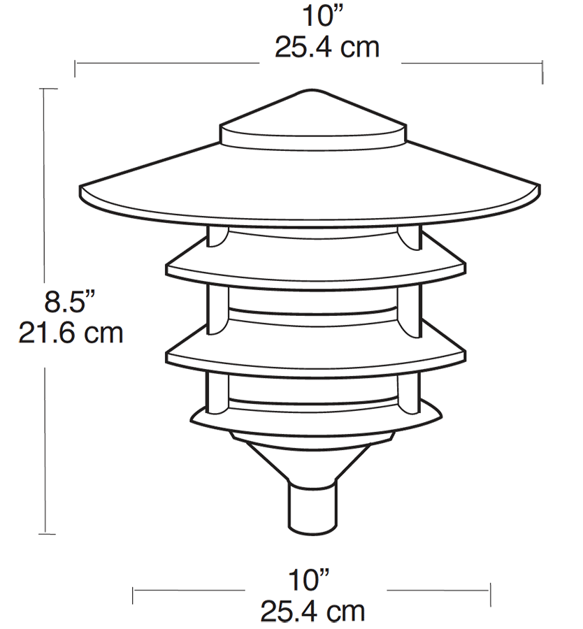 Lawn Light 4 Tier with 10 Inch Top Incandescent 100W,Max, Black