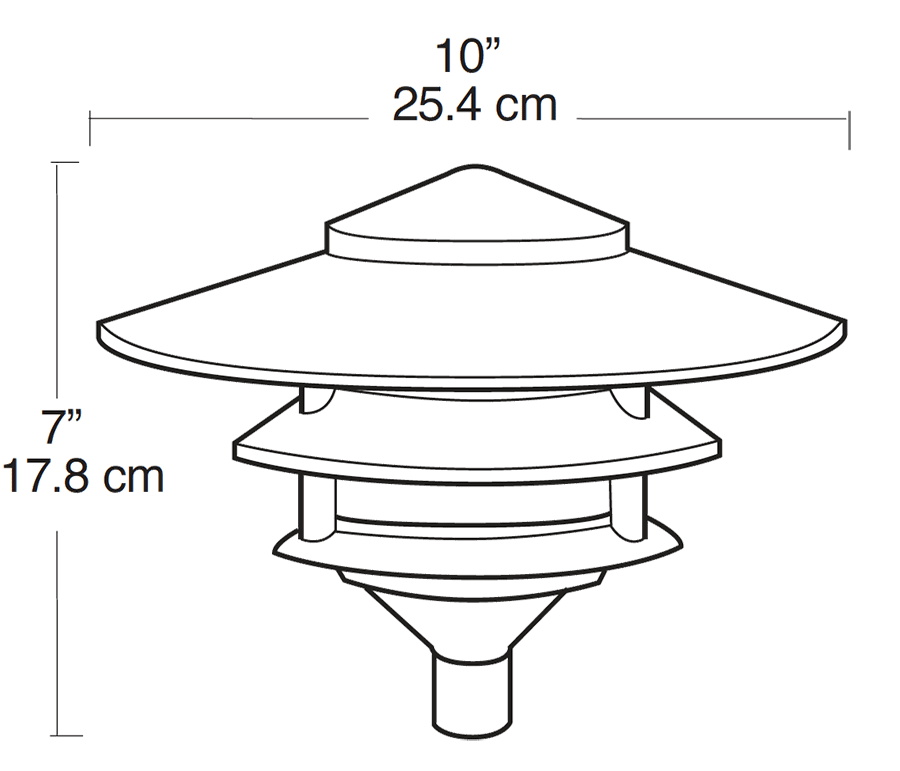 Lawn Light 3 Tier with 10 Inch Top 75W,Max, Black