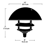 Lawn Light Dome 3 Tier Incandescent, Black