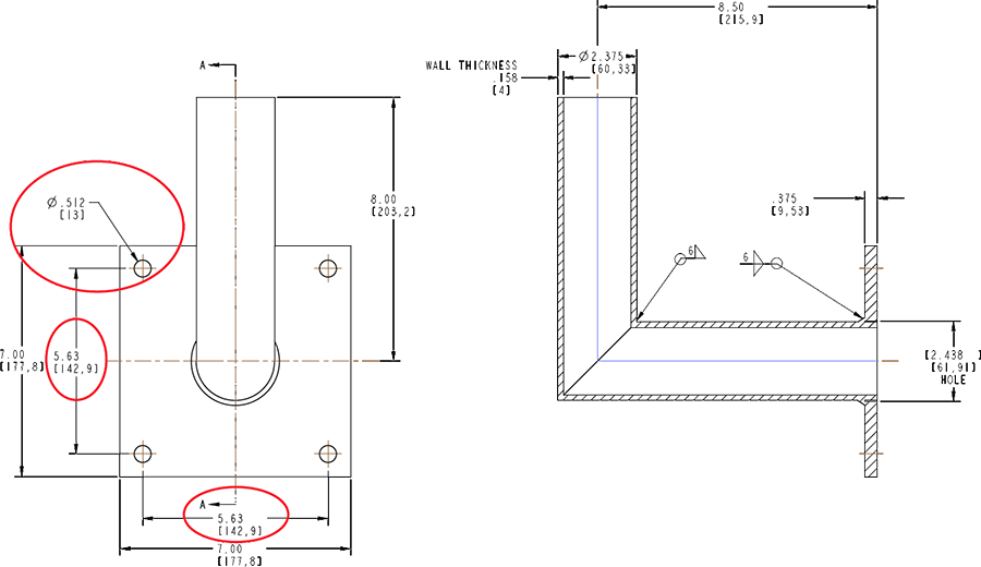 Bracket Right Angle Wall mount 8 1/2 Inch X 8 Inch