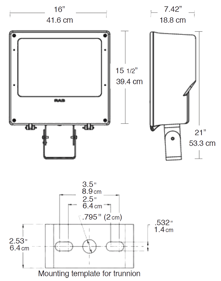 MegaFlood, 400W,Hps Qt HPF And Lamp Trunnion, Bronze