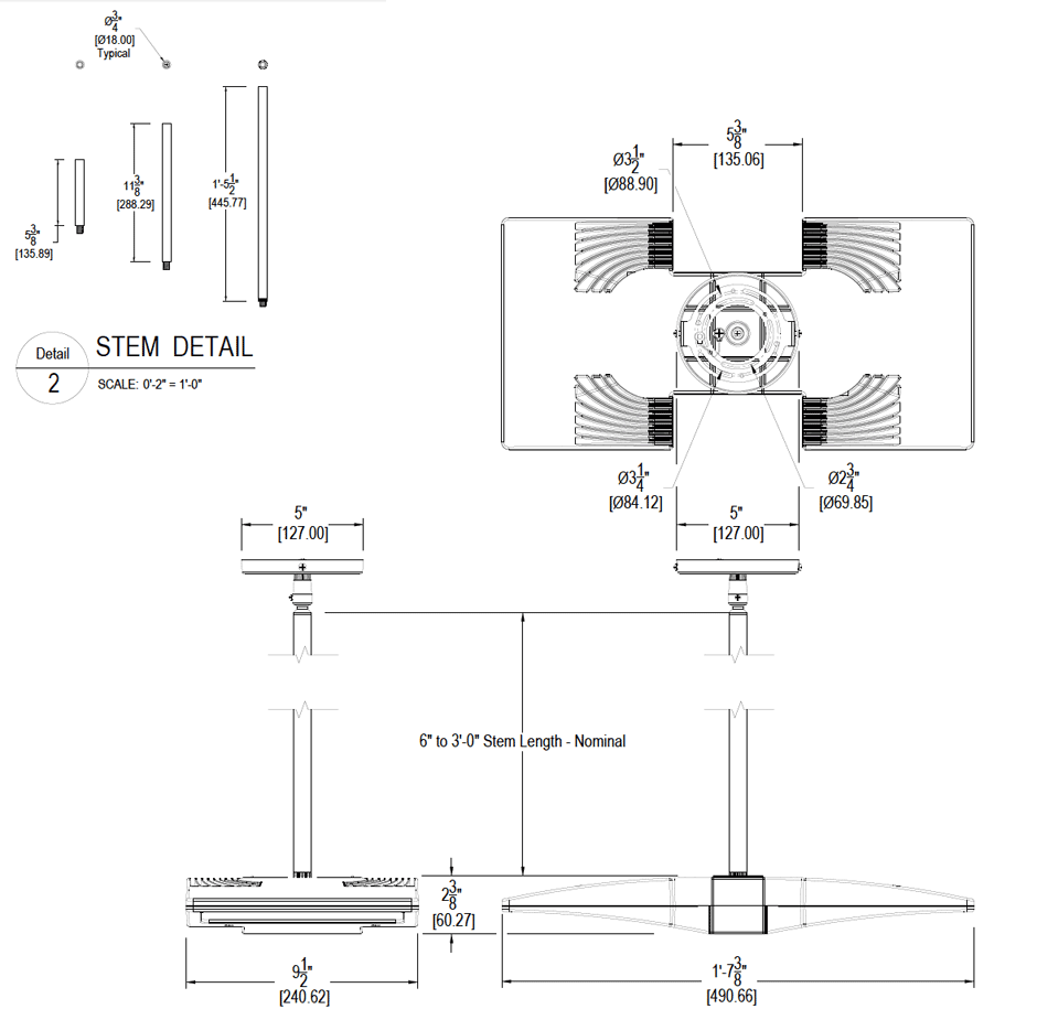 LED Pendant 2 X 18W, 4000k, White