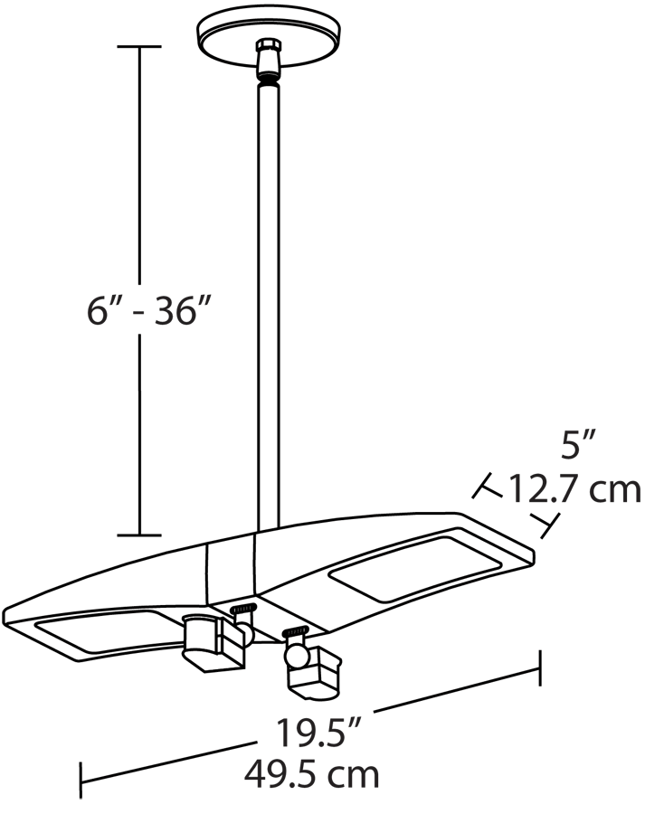 LED Pendant 2 X 10W, 3000k with 2 Mini Sensors Bilevel, White